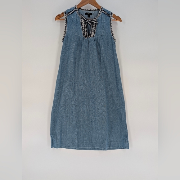 J. Crew Blue V-Neck Sleeveless Mini Sundress - Picture 2 of 15